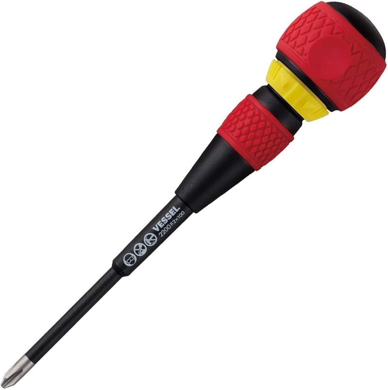 VESSEL BALL GRIP Ratchet Screwdriver (+2x100(4") J) - Image 1